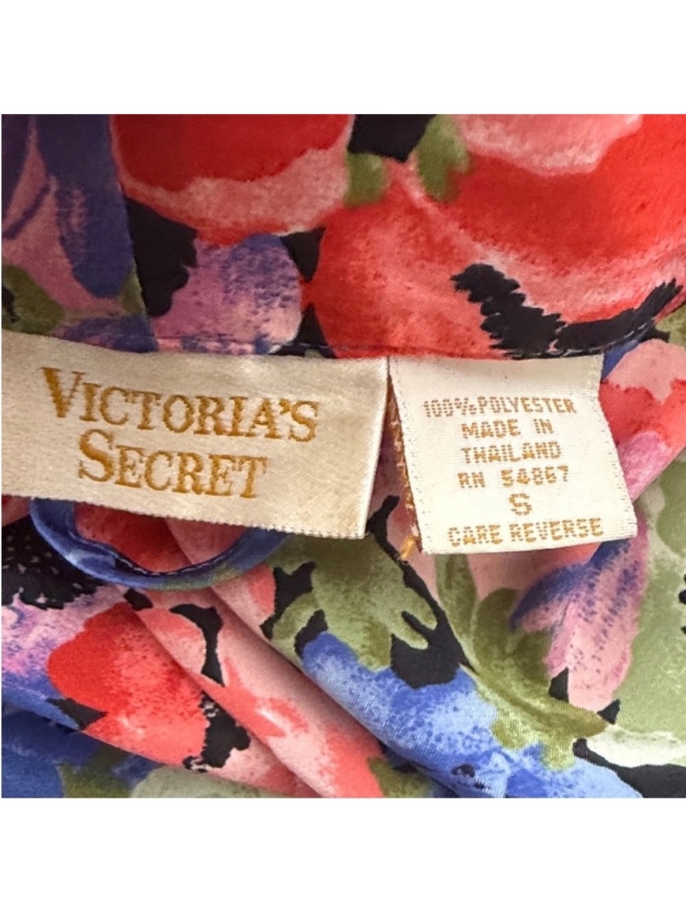 Vintage Victorias Secret Gold Label Colorful Floral Short Robe - Picture 7 of 8